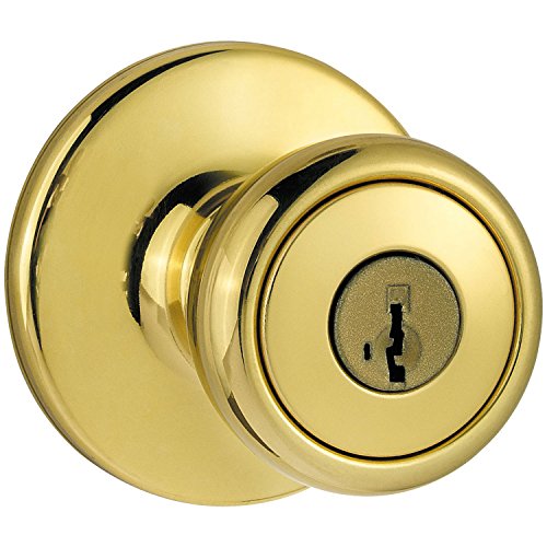 Book Cover Kwikset 94002-868 Tylo Keyed Entry Knob with Smartkey Security In Polished Brass