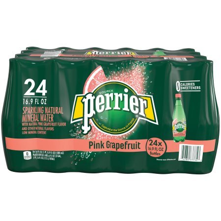 Book Cover Perrier Sparkling Natural Mineral Water, Pink Grapefruit, 16.9 Fl Oz, 24 Count