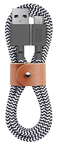 Book Cover Native Union Belt Cable USB-C to USB-A - 4ft Ultra-Strong Charging Cable with Leather Strap compatible with Galaxy Z Fold 2, S20+, S20 Ultra, Note 20, Google Pixel 5, iPad Pro, iPad Air 4 (Zebra)