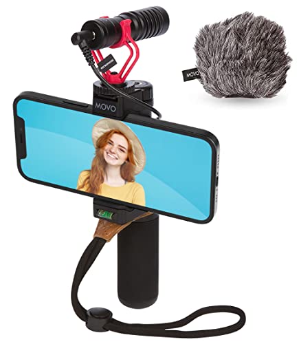 Book Cover Movo Smartphone Vlogging Kit with Shotgun Microphone, Grip Handle, Wrist Strap for iPhone X, XS, XS Max, 11, 12, 13, 14, and Android Smartphones - Perfect for TIK Tok, Vlog, YouTube Filming Equipment