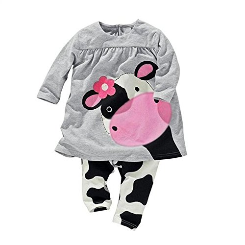 Book Cover xirubaby Baby Girl Clothes Casual Long-Sleeved Dress-Shirt+Pants Suit