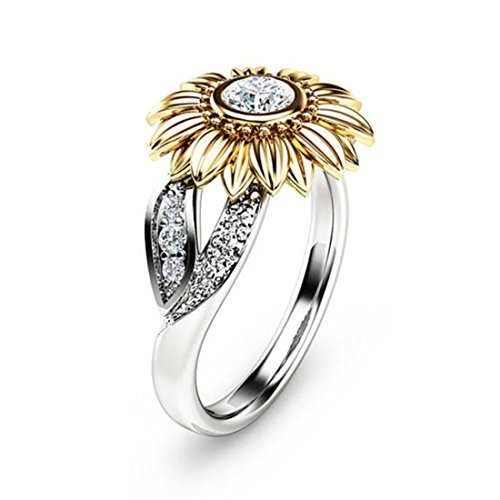Book Cover DALARAN Sunflower Ring for Women Girls Eternity Band Rings Size 6 7 8 9 10