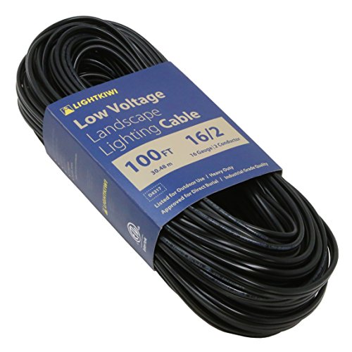 Book Cover Lightkiwi D4317 16AWG 2-Conductor 16/2 Direct Burial Wire for Low Voltage Landscape Lighting, 100ft