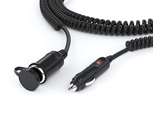 Book Cover Cigarette Lighter Extension Cord 12V Car Charger Socket Power Plug Cable 18AWG - UL Listed EXTRA LONG (6 Ft Uncoiled / 1.5 Ft Coiled)