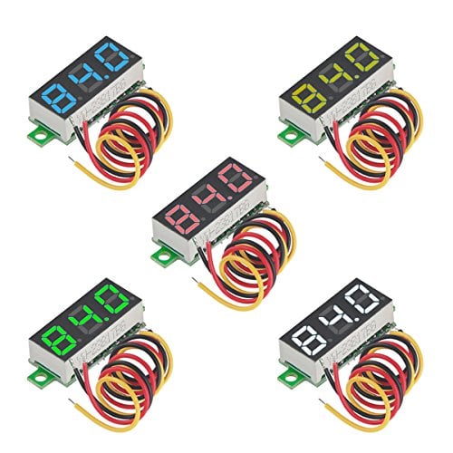 Book Cover MakerFocus 5pcs Mini Digital Voltmeter DC 0.28 Inch Three-Line DC 0-100V Mini Digital Voltmeter Gauge Tester LED Display Reverse Polarity Protection and Accurate Pressure Measurement 5 Colours