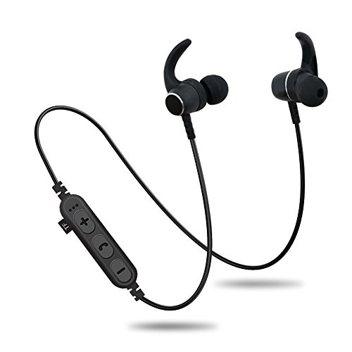 Book Cover Bluetooth Sport Headphones with TF SD Card Slot,Sweatproof Wireless in Ear Earbuds Headsets Bluetooth 4.2 Noise Cancelling Magnetic Sports Headset Long Playing Time (Black)