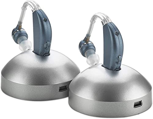 Book Cover Digital Hearing Amplifier - (Pair of 2) Personal Hearing Enhancement Sound Amplifier, Rechargeable Digital Hearing Amplifier with All-Day Battery Life, Modern Blue