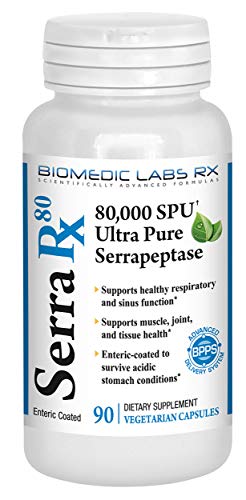 Book Cover Serra-RX 80,000 SU Serrapeptase - Limited TIME Offer - Enteric Coated Proteolytic Systemic Enzyme, Non-GMO, Gluten Free, Vegan, Supports Sinus & Lung Health, 90 Veg Capsules