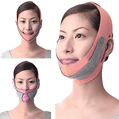 Book Cover Anti Wrinkle Face Slimming Cheek Mask V Line Facial Mask Lift Up Strap Chin Face Line Belt Strap Band (Pink)