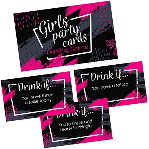 Book Cover Girls Party Drinking Games Cards - 36 Funny & Naughty Adult Drink If Cards for Birthday, Night Out, Bachelorette Party Supplies & Decorations