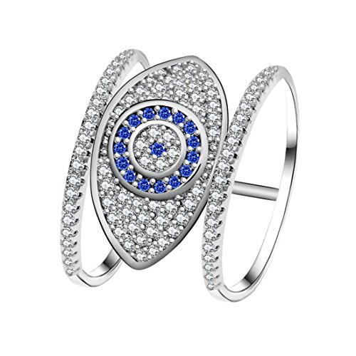 Book Cover Uloveido Blue Evil Eye Rings for Women Cubic Zirconia Female Ring with an Eye Jewelry Gifts Y325
