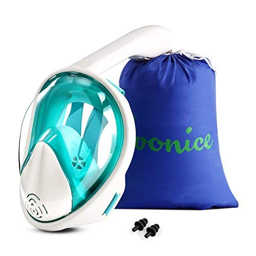 Book Cover Wonice Snorkel Mask Full Face for Adults and Kids,Dry Top System Safe Breathing,180°Panoramic View Anti-Fog Anti-Leak,with Camera Mount Snorkeling & Swimming Mask