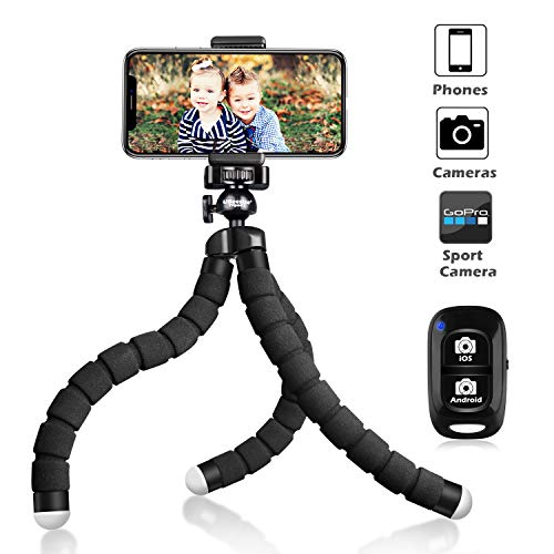 Book Cover UBeesize Tripod S, Premium Phone Tripod, Flexible Tripod with Wireless Remote Shutter, Compatible with iPhone/Android Samsung, Mini Tripod Stand Holder for Camera GoPro/Mobile Cell Phone (Upgraded)