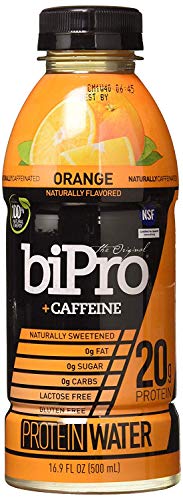 Book Cover BiPro Protein Water +Caffeine, Orange, 16.9 Ounce (Pack of 12)