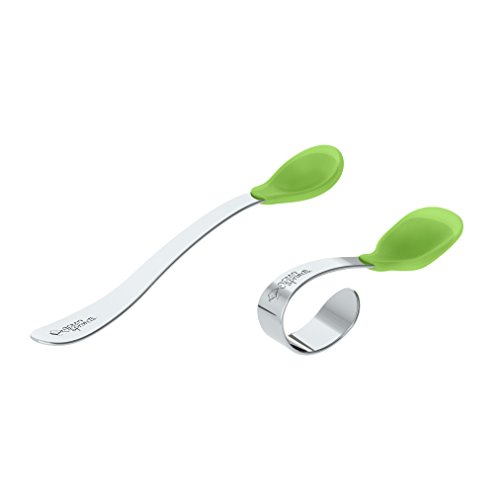 Book Cover green sprouts Learning Spoon Set | Parent feeds while baby learns | Includes self-feeding spoon for baby to learn & feeding spoon for adult, shovel spoon tip, silicone tip, dishwasher safe