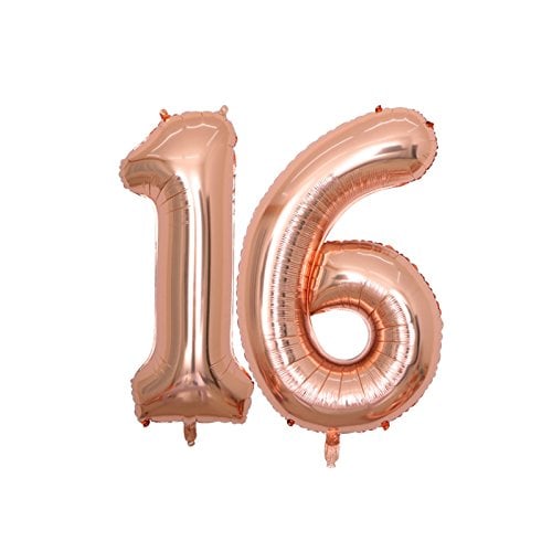 Book Cover BALONAR 40 inch Jumbo 16th Rose Gold Foil Balloons for Birthday Party Supplies,Anniversary Events Decorations and Graduation Decorations (ROSE16)