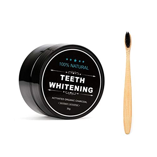 Book Cover Teeth Whitening Charcoal Powder, Natural Activated Charcoal Teeth Whitener Powder with Bamboo Brush Oral Care Set (1.05 oz)