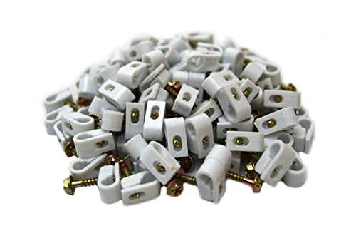 Book Cover Best Connections 100 pcs Single White Mounting Flex Clips w/Strain Relief Screw RG6 RG59