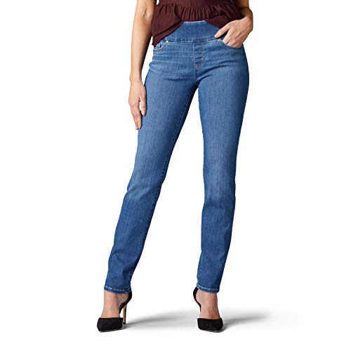 Book Cover Lee Women's Petite Slimming Fit Rebound Straight Leg Pull on Jean
