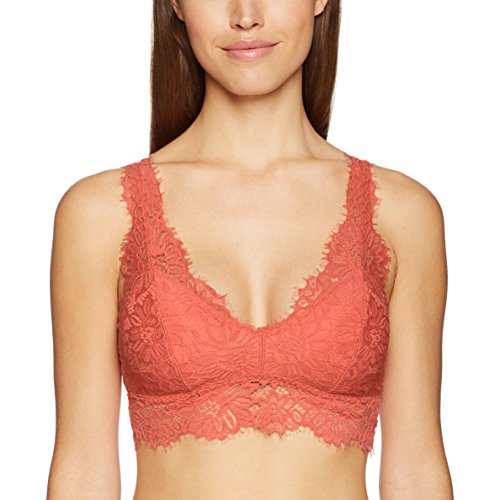 Book Cover Amazon Brand - Mae Women's Plunge Eyelash Lace Bralette (for A-C cups)
