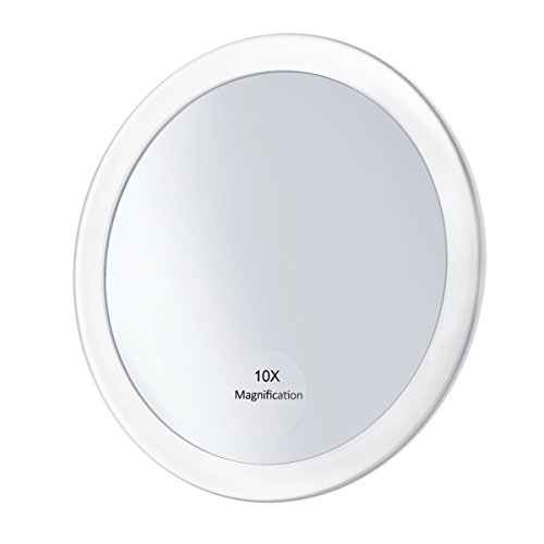Book Cover Frcolor 10X Magnifying Mirror with 3 Suction Cups Cosmetic Make Up Mirror Folding Pocket Mirror 5.9 Inch (White)