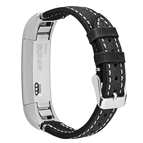 Book Cover ESeekGo Band Compatible with Fitbit Alta/Alta HR/Fitbit Ace Band, Classic Genuine Leather Strap with Metal Connector Compatible with Fitbit Alta Band/Fitbit Ace/Fitbit Alta Hr Band, Men and Women