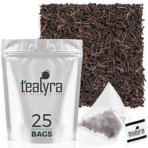 Book Cover Tealyra - Ripe Pu'erh Tea Bags - 5 Years Aged Pu-erh Leaf Tea - 100% Natural - High Caffeine - 25 Pyramids Sachets (2-ounce)