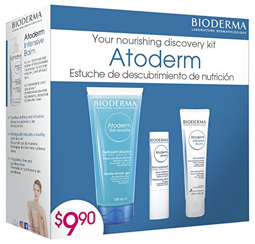Book Cover Bioderma - Atoderm - Discovery Kit - Shower Gel / Intensive Balm / LipStick - for Dry to Very Dry Sensitive Skin