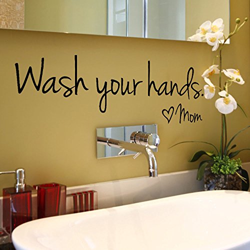 Book Cover Fenleo Wash Your Hands Wall Stickers Decal Vinyl Art Mural Home Decor 44x14.4CM