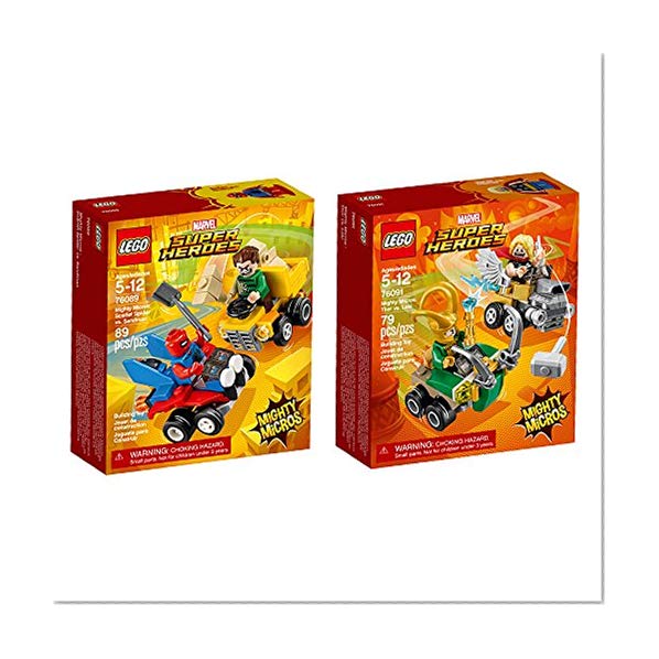 Book Cover LEGO Super Heroes Micro Spider Man and Thor 2-Pack Bundle Building Kit (168 Piece) Stacking Toys