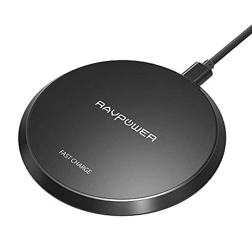 Book Cover Wireless Charger RAVPower Qi Certified 10W Fast Wireless Charging Pad for Galaxy S9+ S9 Note 8, Compatible iPhone X 8 Plus 8 and All Qi-Enabled Phones (NO Adapter)