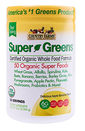 Book Cover Country Farms Super Green Drink Powder, Apple Banana Flavor, 10.6 oz Each (Pack of 3)