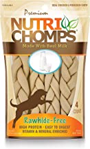 Book Cover NutriChomps Dog Chews, 6-inch Braids, Easy to Digest, Long Lasting, Rawhide-Free Dog Treats, Healthy, 4 Count, Real Milk flavor