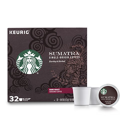 Book Cover Starbucks Sumatra Dark Roast Single Cup Coffee for Keurig Brewers, 1 box of 32 (32 total K-Cup pods)