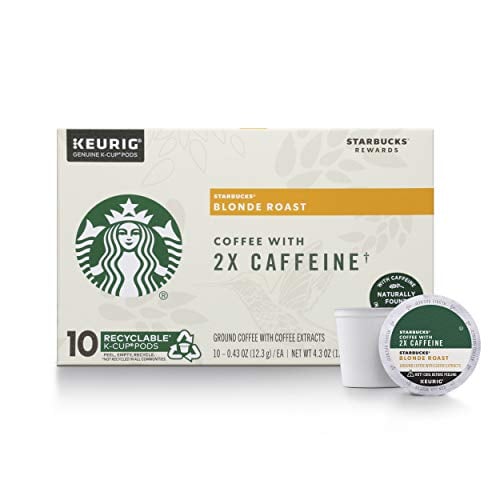 Book Cover Starbucks Blonde Roast K-Cup Coffee Pods with 2X Caffeine for Keurig Brewers,10 Count - (Pack of 6)