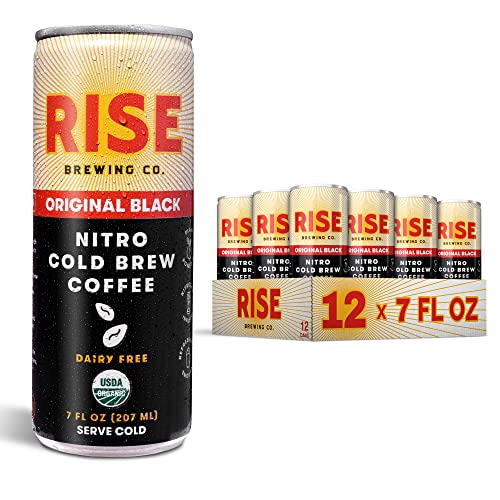 Book Cover RISE Brewing Co. | Original Black Nitro Cold Brew Coffee | Sugar and Gluten-Free, Vegan | Organic & Non-GMO | Low Acidity | 7 fl. oz. Cans (12 Pack)