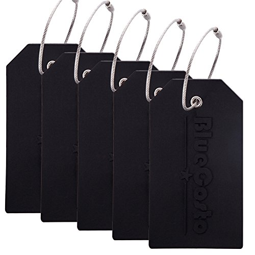 Book Cover BlueCosto 5x Luggage Tags Travel Bag Suitcase Labels w/ Privacy Cover - Green
