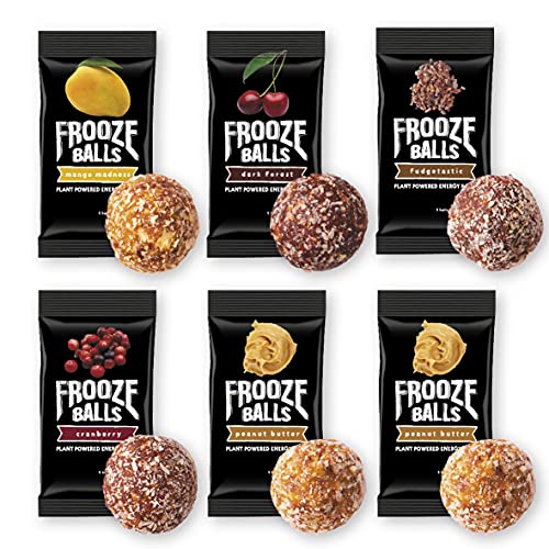 Book Cover Frooze Balls Plant Protein Powered Vegan Snack Energy Balls, Classic Variety Pack Gift Box (Pack of 6) Each Pack Has 5 Balls!