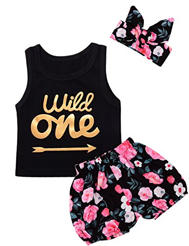 Book Cover Baby Girl First Birthday Outfit 1st Birhtday Wild One Shirt (Black,12-18 Months)