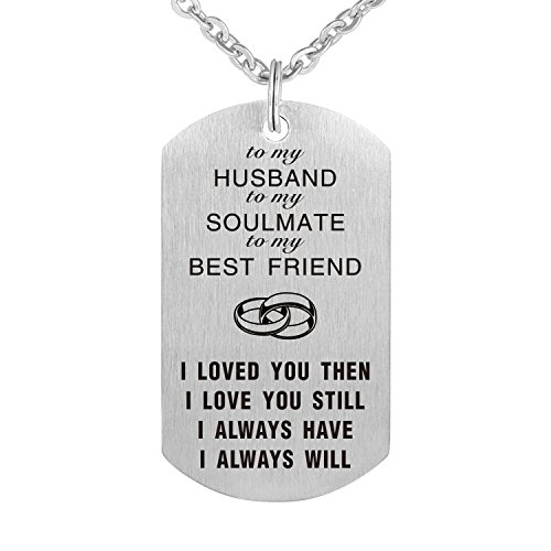 Book Cover CraDiabh to My Love Wife Husband Soulmate Bestfriend Dog Tag Necklace Stainless Steel Military Dogtags Necklaces