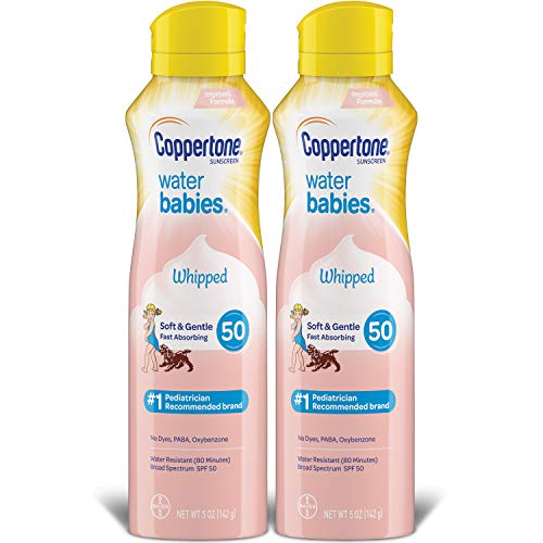 Book Cover Coppertone WaterBabies Whipped Sunscreen Lotion SPF 50 Multipack (Packaging May Vary), 5 Fl Oz (Pack of 2)