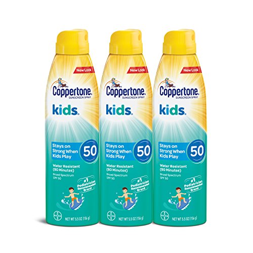 Book Cover Coppertone KIDS Sunscreen Continuous Spray SPF 50 (5.5-Ounce, Pack of 3) Packaging may vary