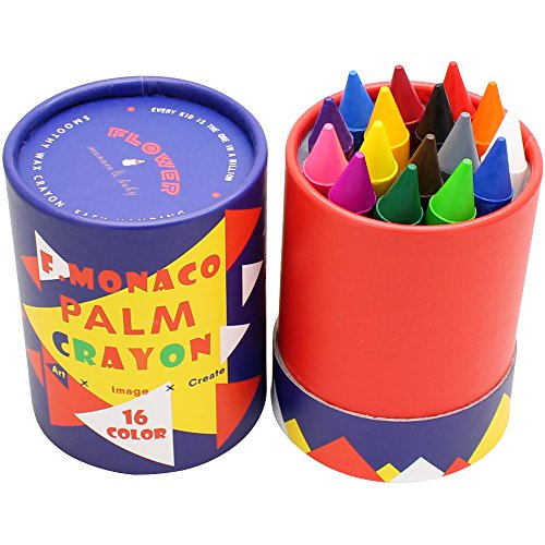 Book Cover Jumbo Crayons for Toddlers, 16 Colors Non Toxic Crayons, Easy to Hold Large Crayons for Kids, Safe for Babies and Children Flower Monaco