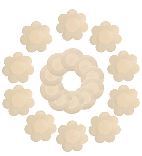 Book Cover Daisyformals 10 Pairs Satin Pasties Women Sexy Pasties Disposable Nipple Covers(Flower & Round)