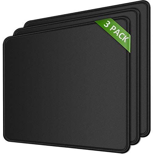 Book Cover MROCO Mouse Pad 3 Pack [30% Larger] with Non-Slip Rubber Base, Premium-Textured & Waterproof Mousepads Bulk with Stitched Edges, Mouse Pads for Computers, Laptop, PC, Office & Home, 8.5 x 11 in, Black