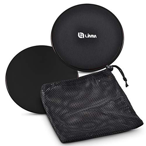 Book Cover Limm Core Sliders Exercise Discs (Set of 2) Dual-Sided Fitness Gliders to Strengthen Core, Balance and Improve Flexibility - Sliding Disc for Hardwood, Carpet & More | Bonus Carry Bag (Black)