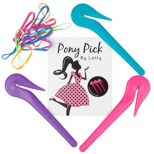 Book Cover Lolly Pony Pick - Hair Elastic Band Cutter, Blue, Pink and Purple, 0.05 Pound (B078G9FJHJ)