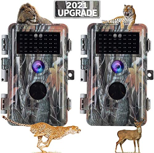 Book Cover [2021 Upgrade] 2-Pack Night Vision Game Trail Cameras 20MP 1080P H.264 MP4 Video No Glow Deer Hunting Cams IP66 Waterproof & Password Protected Motion Activated Photo & Video Model Time Lapse