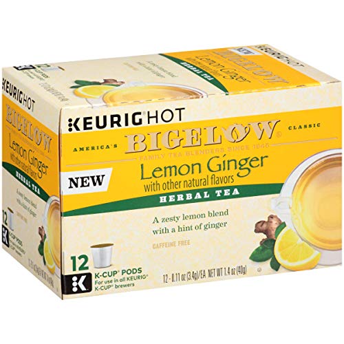 Book Cover Bigelow Tea Tea Lemon Ginger Keurig K-Cups Box Of 12 Cups (Pack Of 6), 72 Total. Single Serve Portion Premium Tea in Pods Compatible with Keurig & Other K Cup Coffee & Tea Brewers