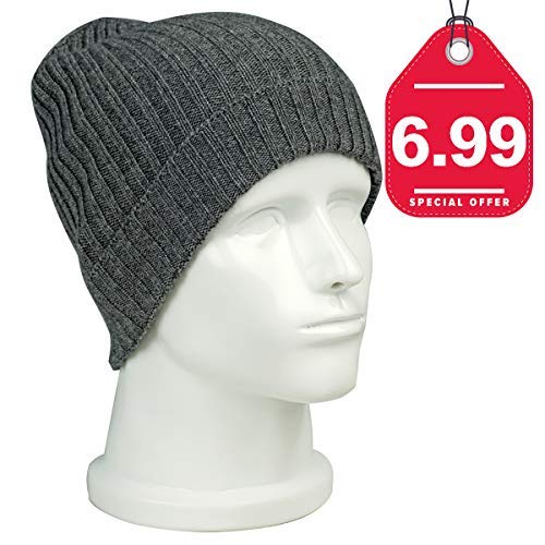 Book Cover Men Winter Knitting Wool Warm Hat Daily Slouchy hats Beanie Skull Cap for boys -  Grey -